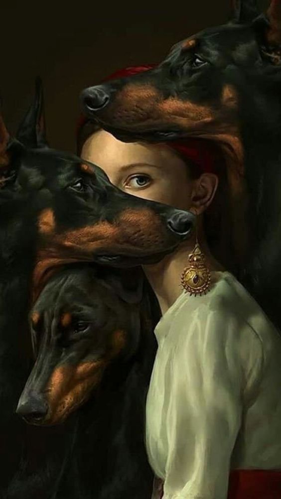Mergina ir dobermanai 149-ZM