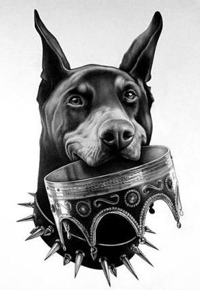 Dobermanas su karūna 14-KS